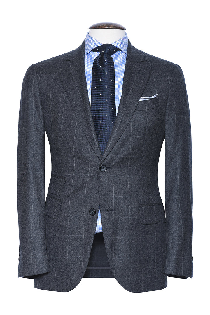 Le Turin – Sublime grey with a white overcheck, 120’s wool flannel – WICKET