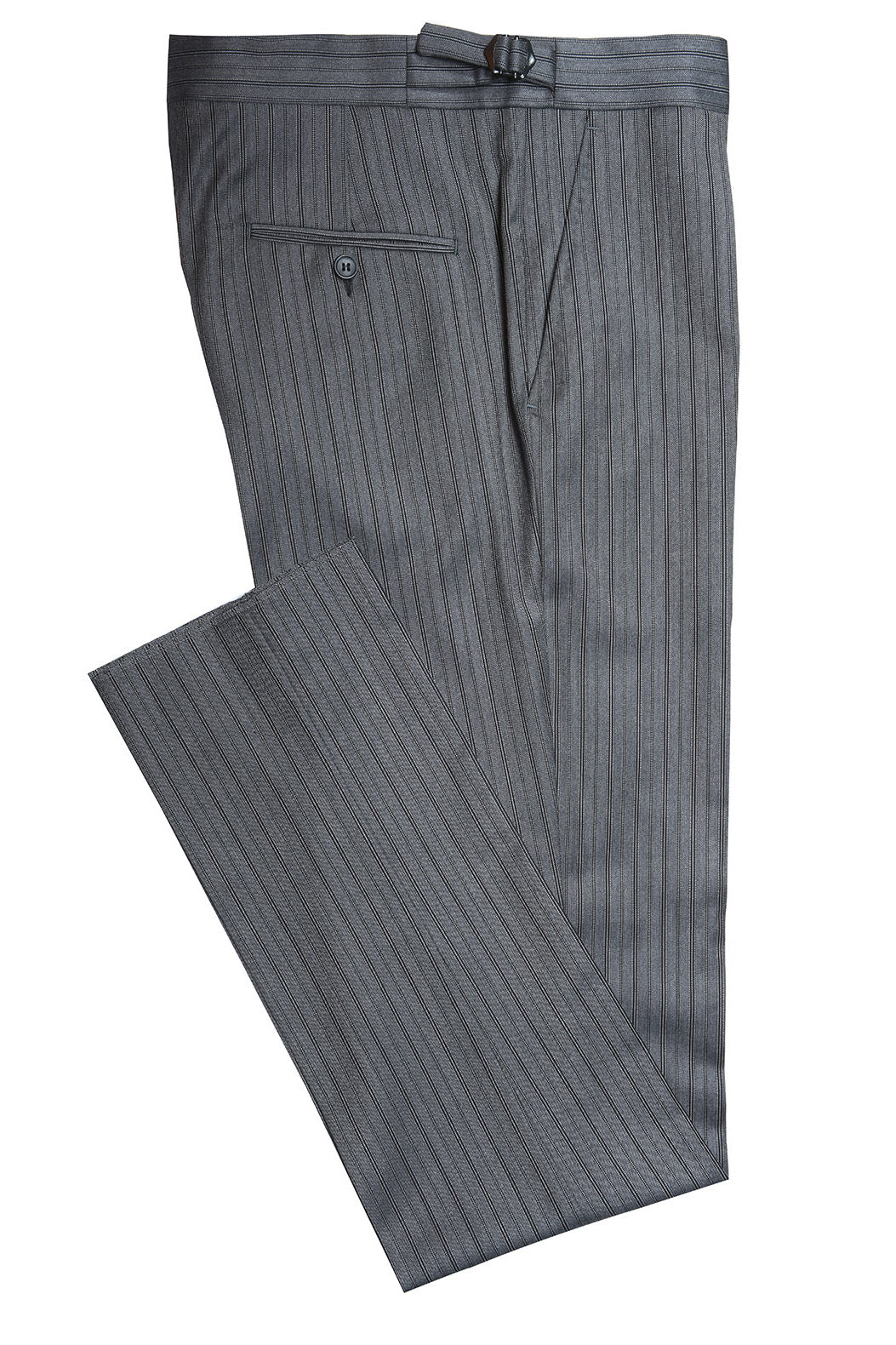 The Morning Trousers – Mouse grey striped wool twill – WICKET