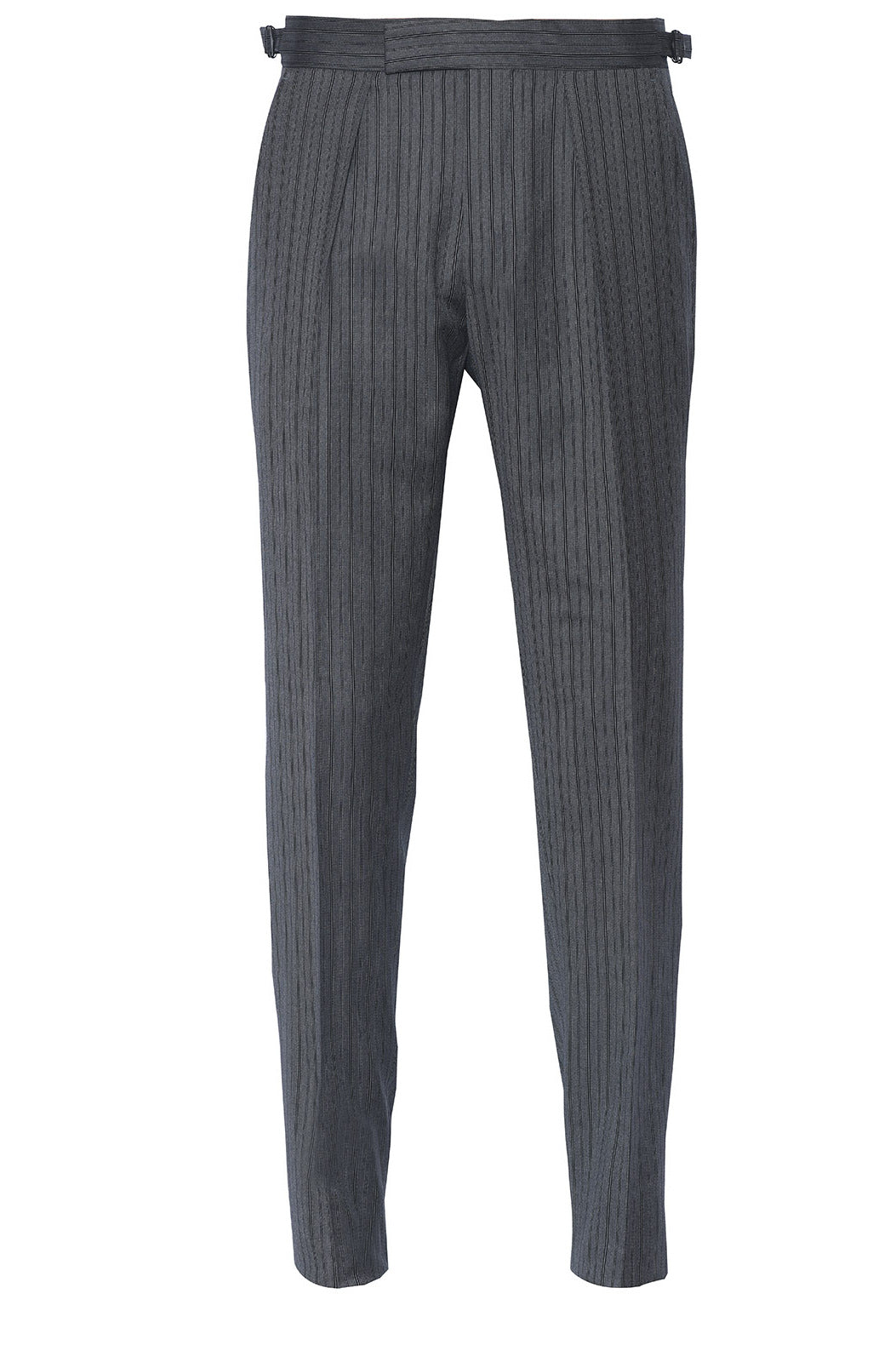Le Pantalon de Jaquette – Laine sergée gris souris à rayures – WICKET