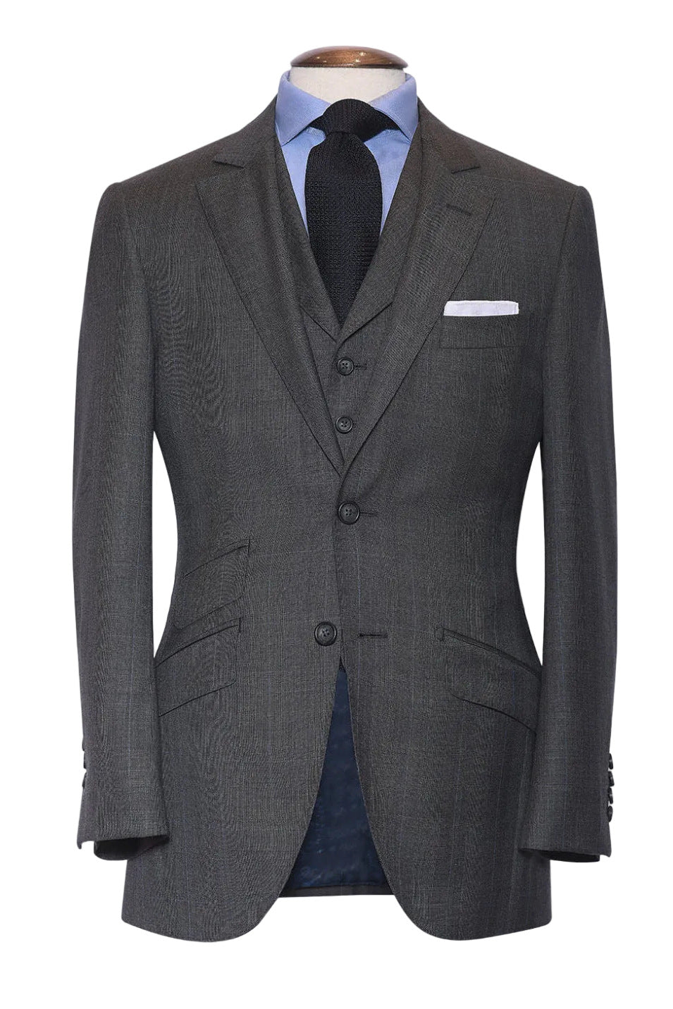 Le Kensington – Deep grey and sky blue Prince of Wales check – WICKET