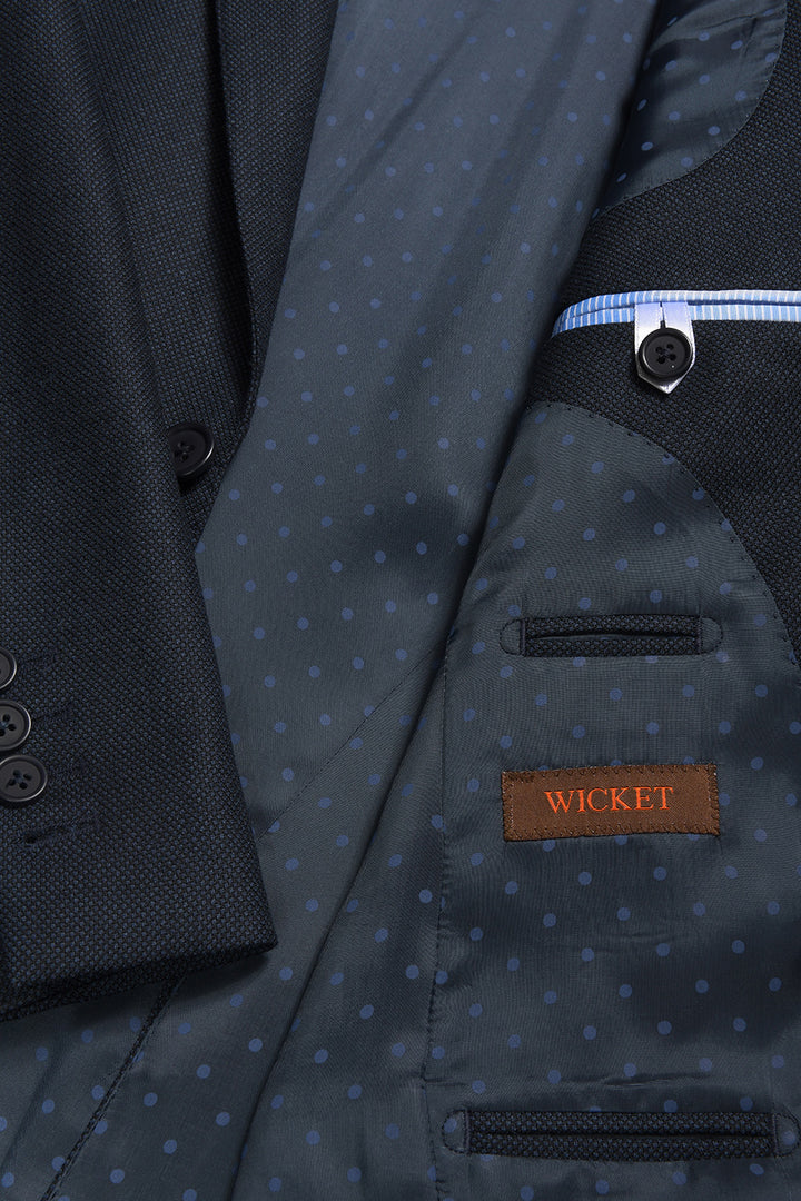 Le Kensington – Laine Vierge dit à "Grain de Caviar", Bleu Marine – WICKET