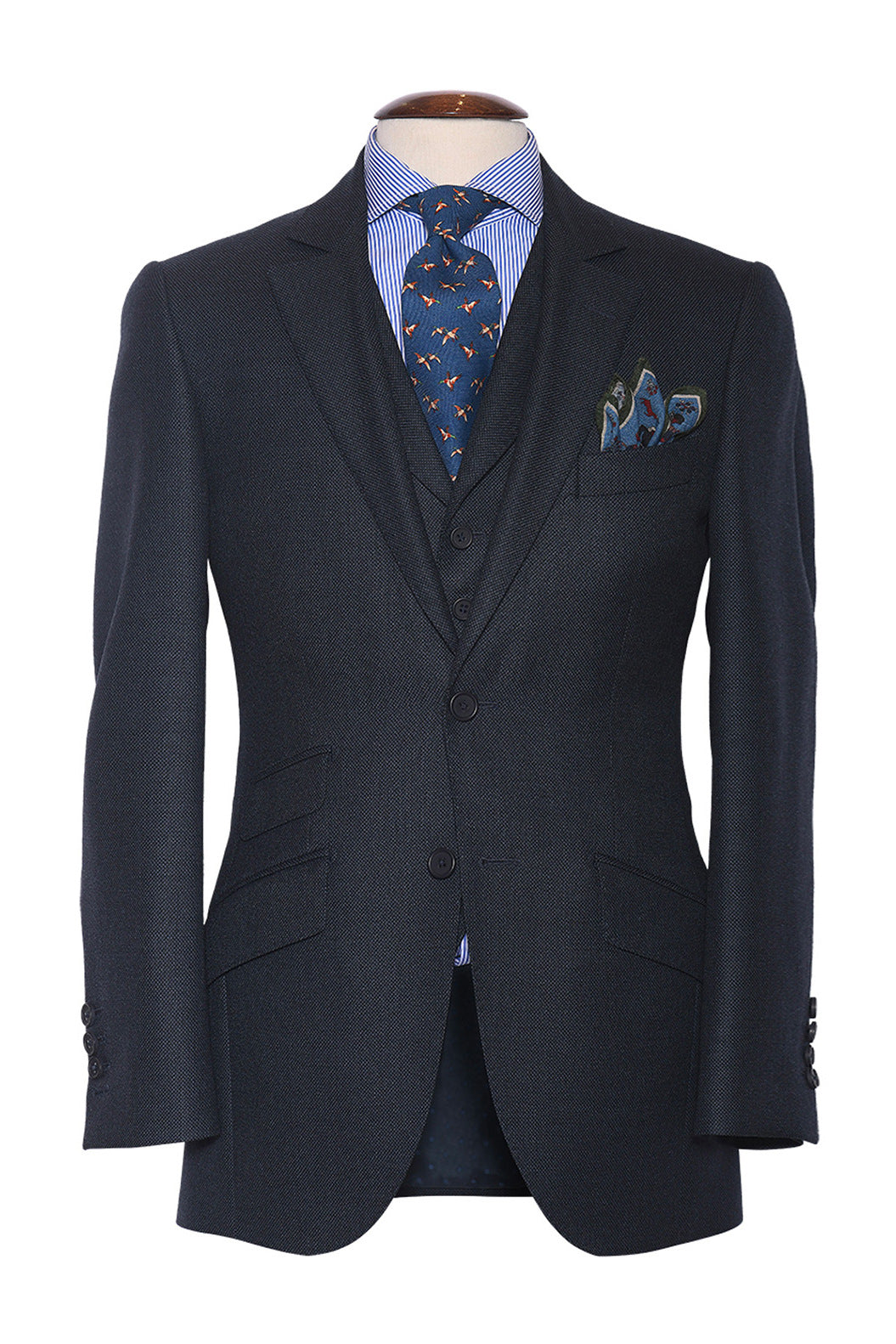 Le Kensington – Virgin wool known as ‘grain de caviar’, navy – WICKET