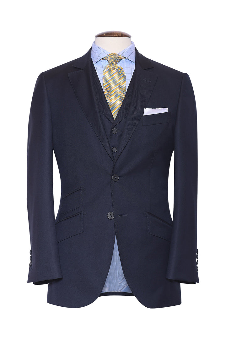 Le Kensington – sergé, Bleu Marine, Laine Super 120 – WICKET