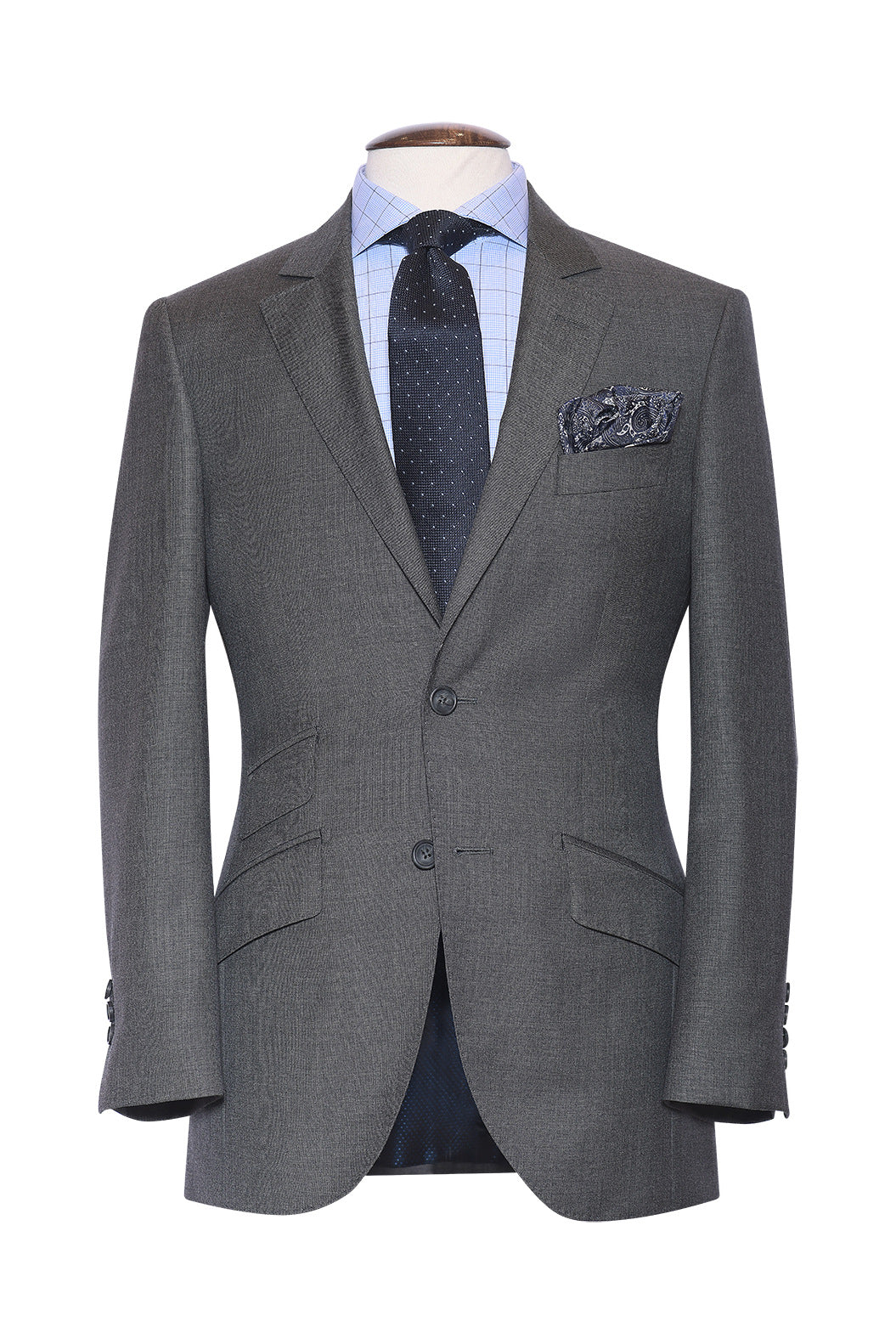 Le Kensington – Known as ‘end-on-end’, sublime grey, Super 120 wool – WICKET
