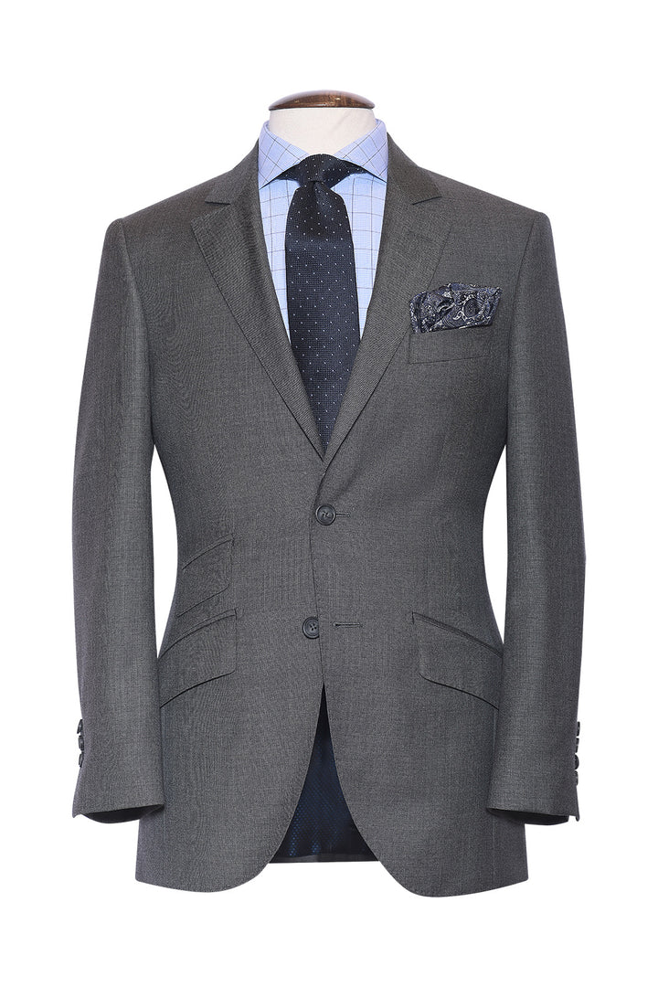 Le Kensington – Known as ‘end-on-end’, sublime grey, Super 120 wool – WICKET