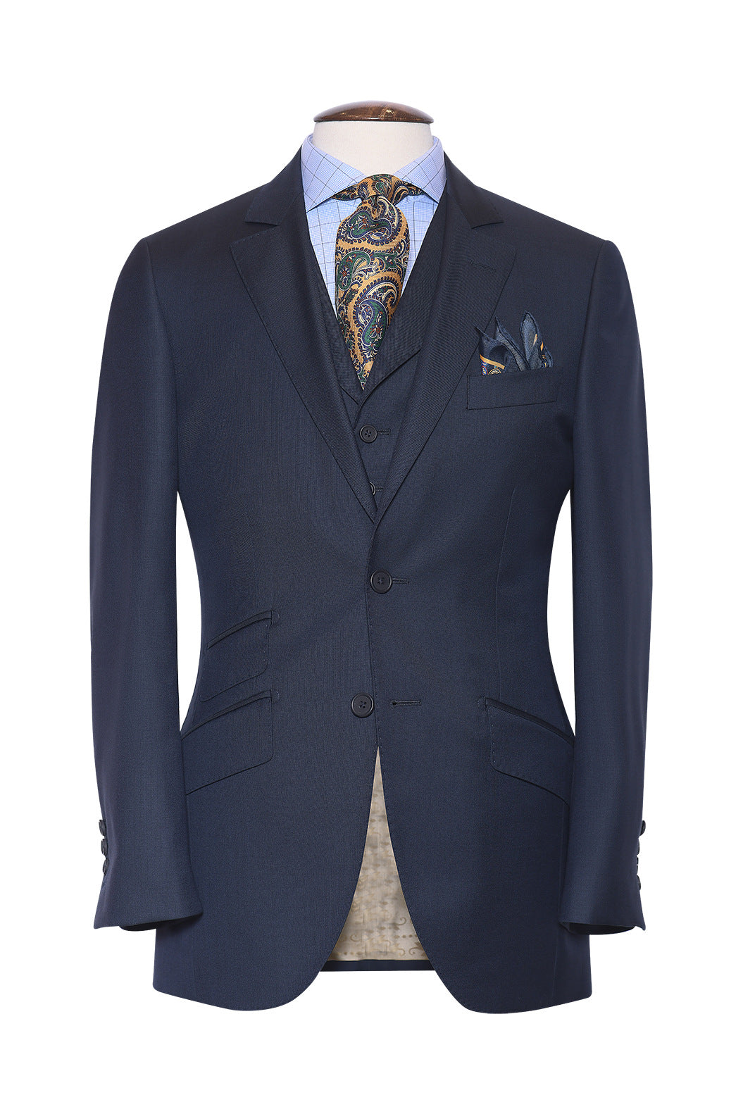 Le Kensington – Known as ‘end-on-end’, China blue, Super 120 wool – WICKET