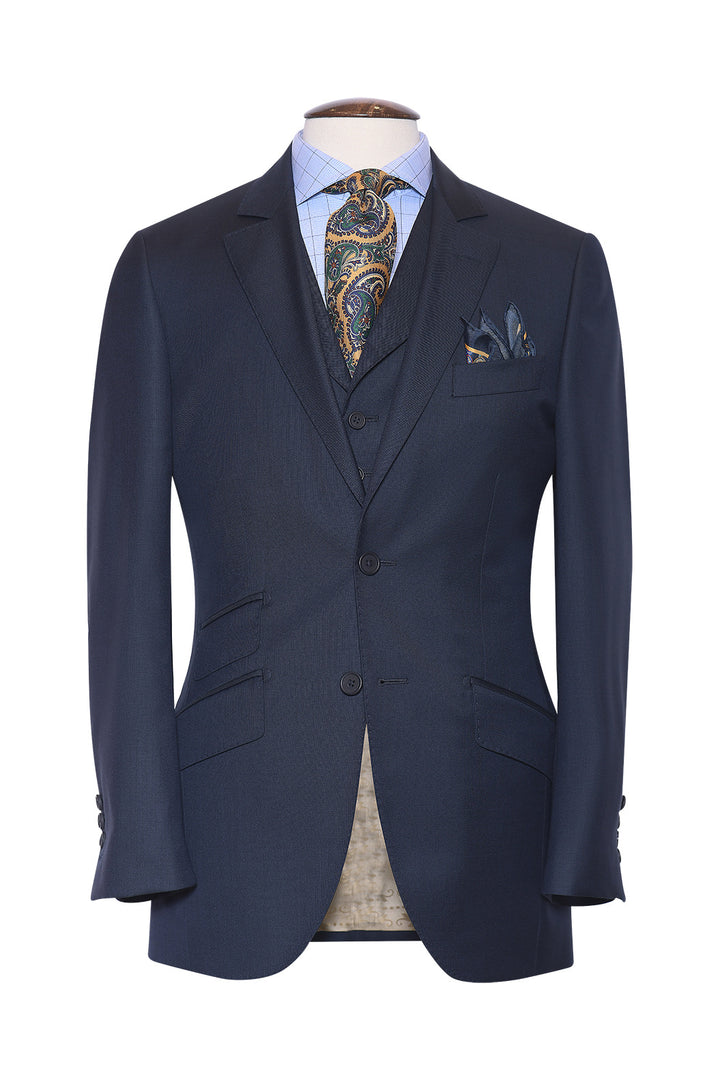 Le Kensington – Known as ‘end-on-end’, China blue, Super 120 wool – WICKET