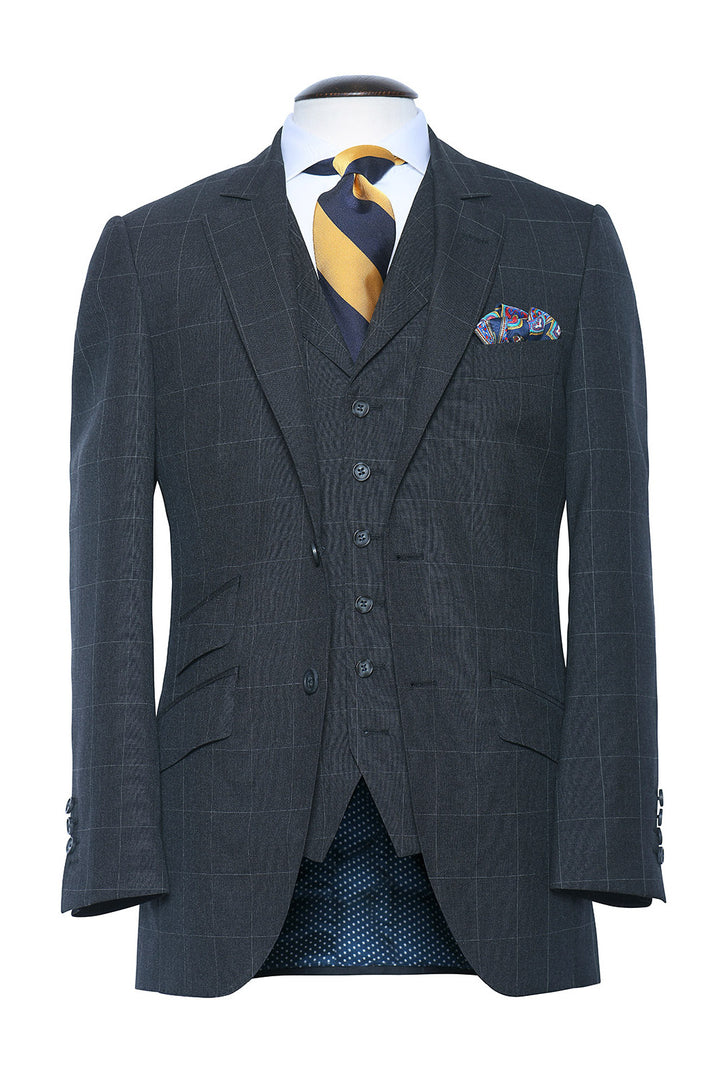 Le Kensington – Deep grey with a fine white overcheck, tropical virgin wool – WICKET