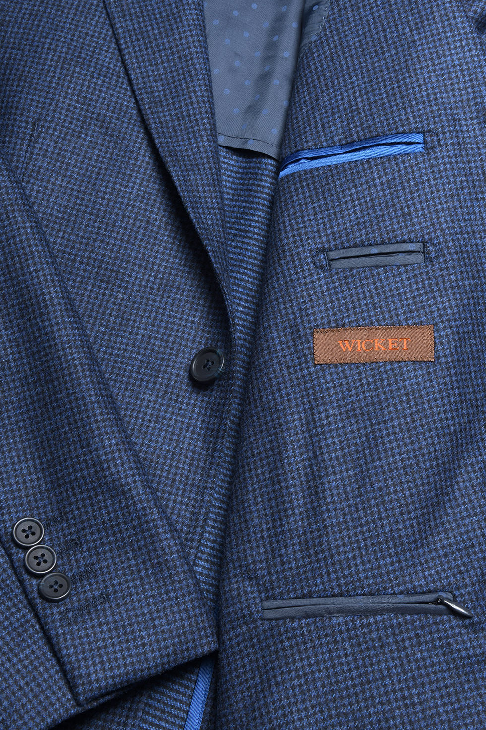 Le Milan – Navy houndstooth, carded flannel, virgin wool – WICKET