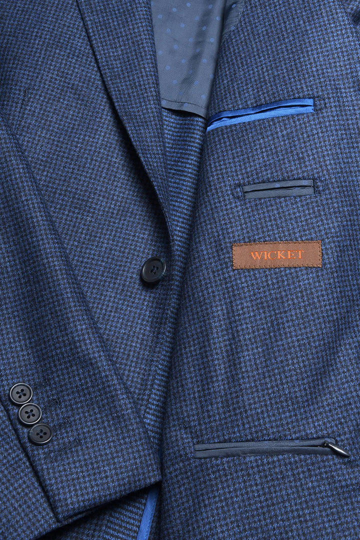 Le Milan – Navy houndstooth, carded flannel, virgin wool – WICKET