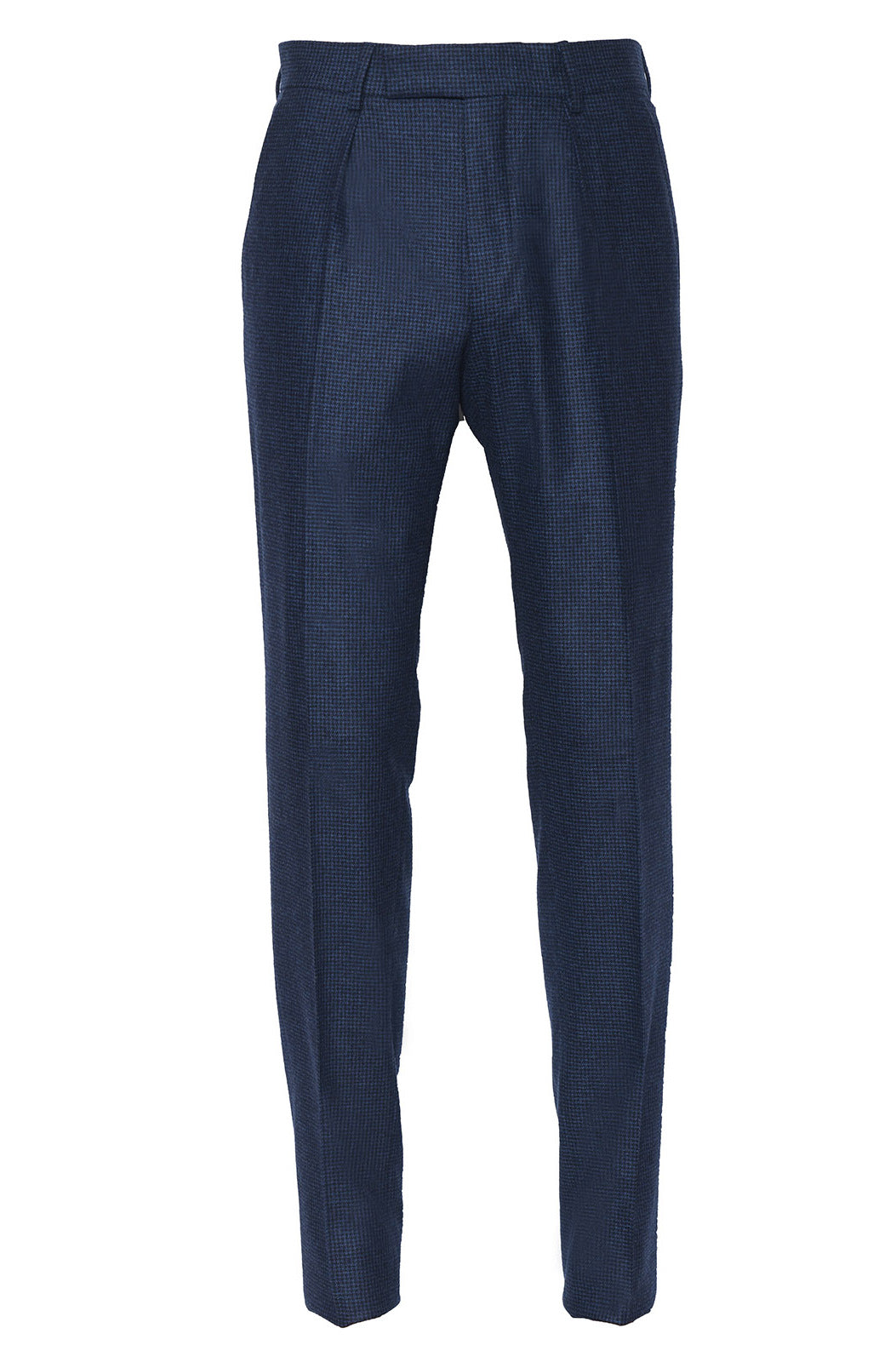 Le Milan – Navy houndstooth, carded flannel, virgin wool – WICKET