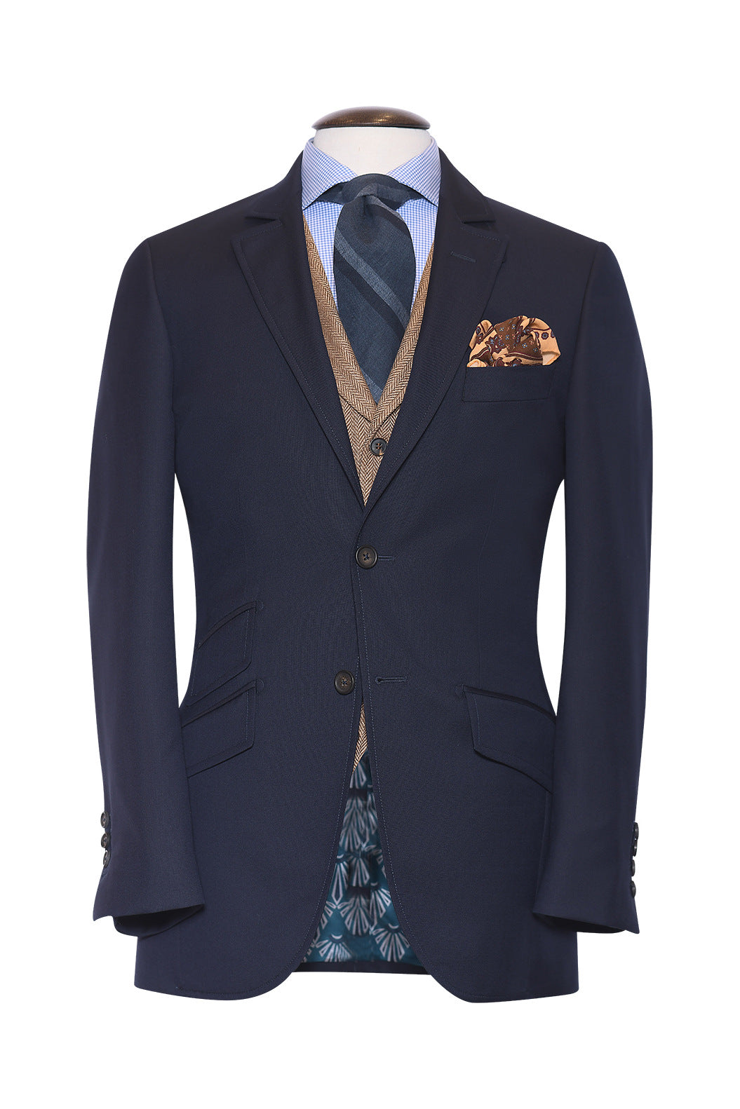 La Kensington – ‘Honeycomb’, navy, Super 120’s wool – WICKET