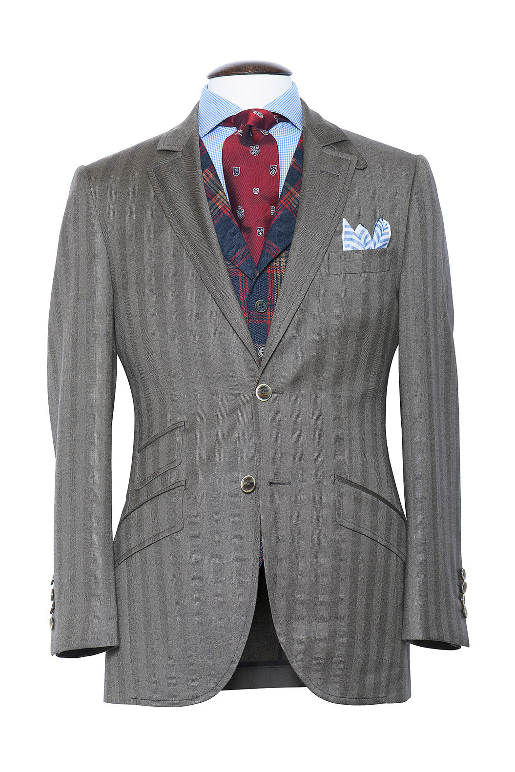 La Kensington – Brown and beige herringbone, virgin wool – WICKET