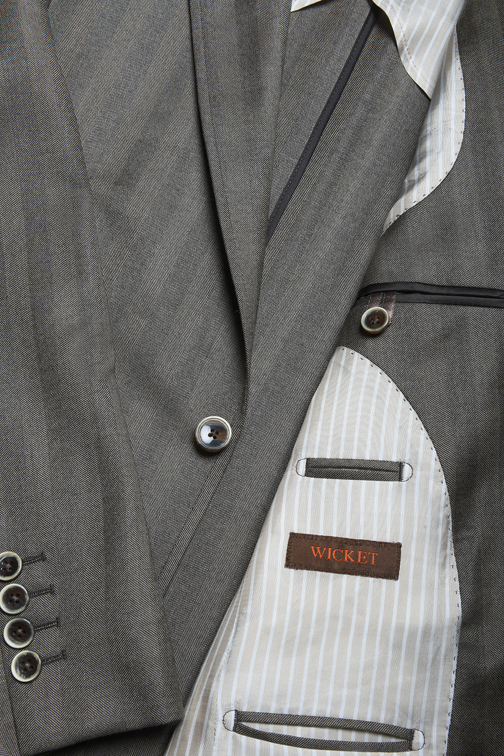 La Kensington – Brown and beige herringbone, virgin wool – WICKET