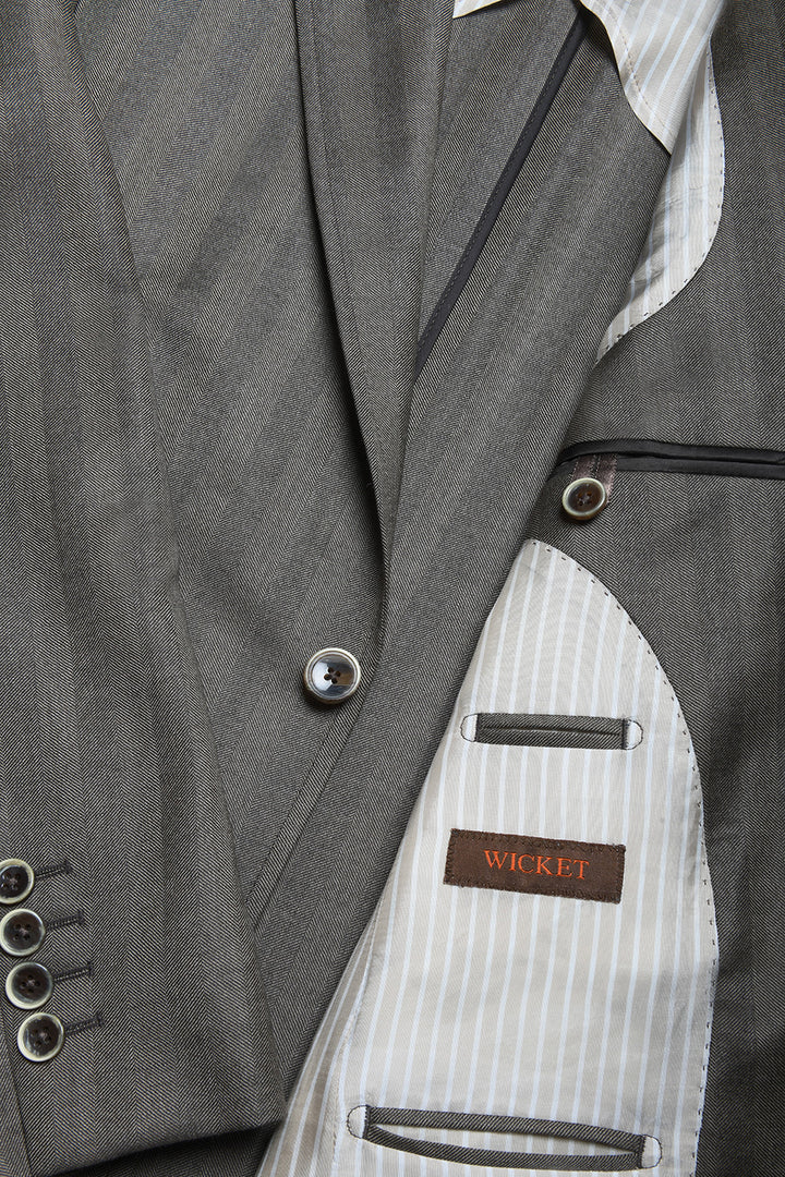La Kensington – Brown and beige herringbone, virgin wool – WICKET