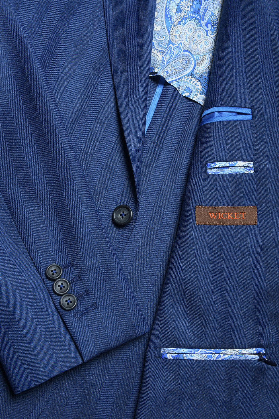 La Milan – Navy and royal blue herringbone, virgin wool – WICKET