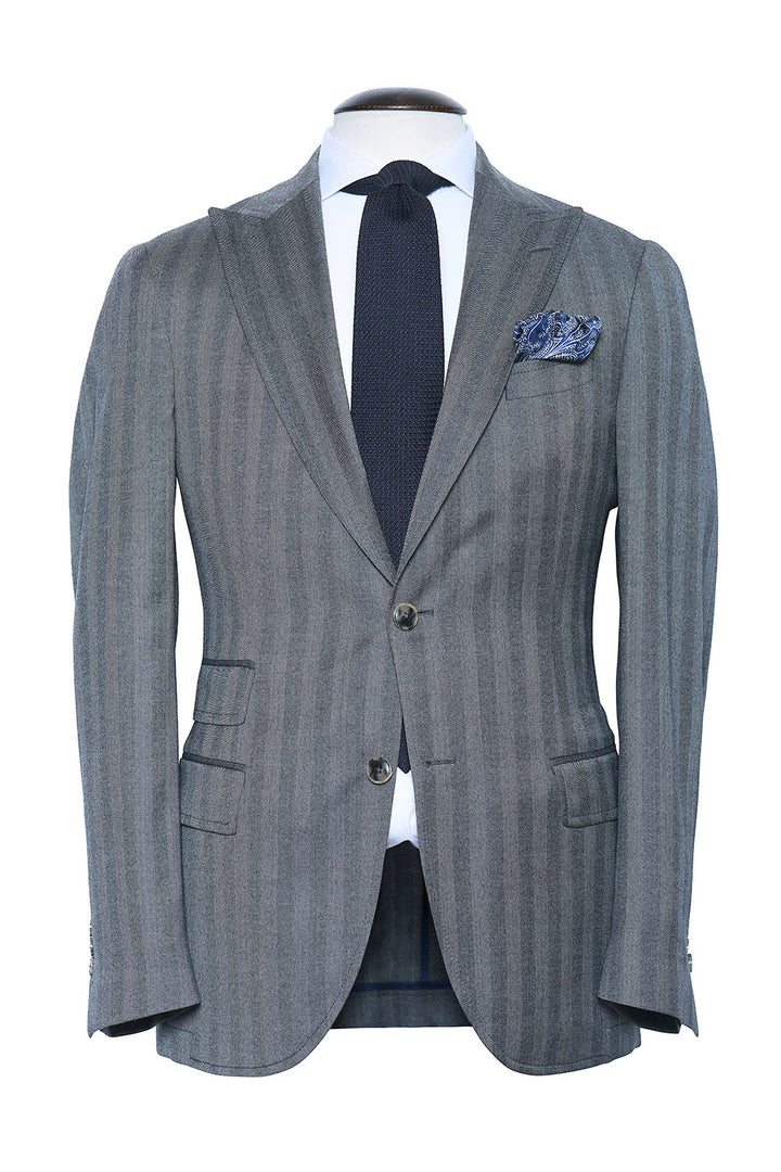 La Rome – Grey herringbone, virgin wool – WICKET