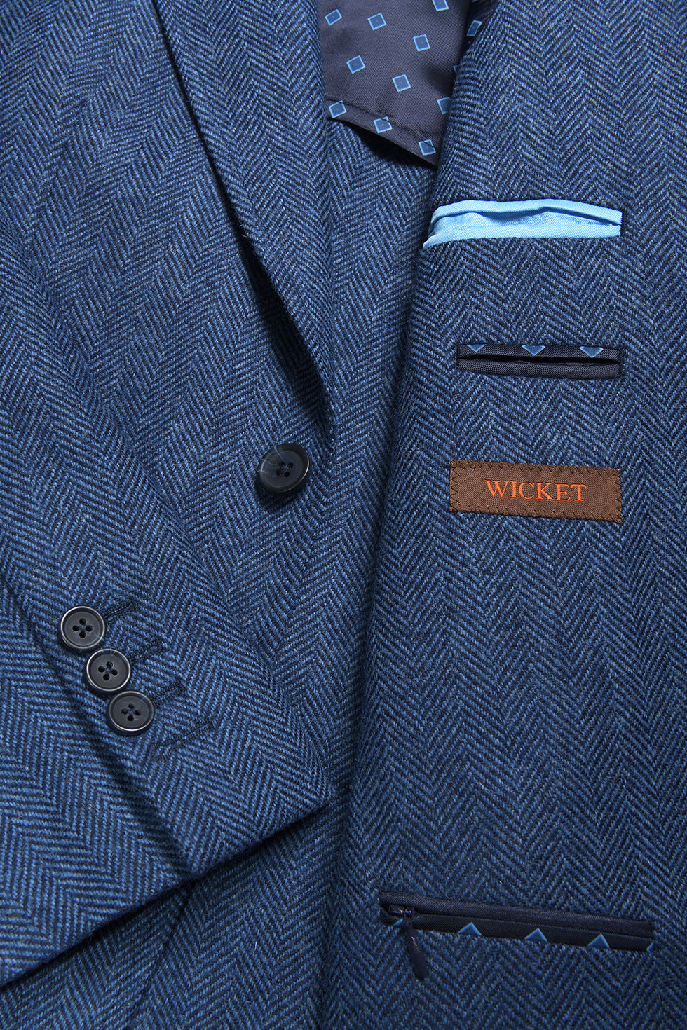 La Rome – Navy and royal blue herringbone, Shetland virgin wool – WICKET